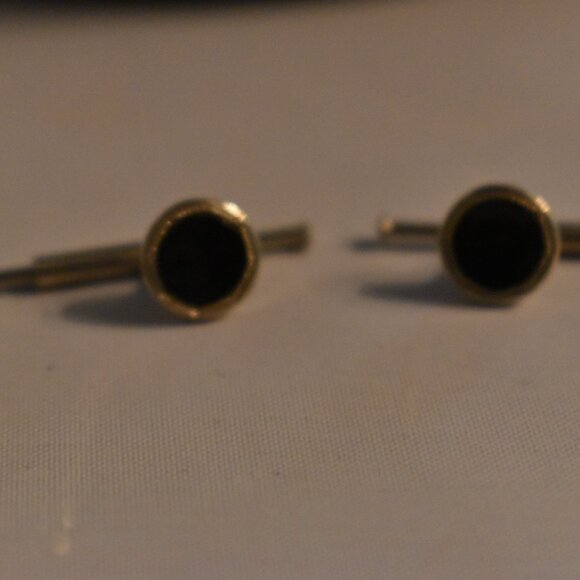Pair of Vintage Belais 14K White Gold Shirt Studs with Onyx Centers - Picture 11 of 11